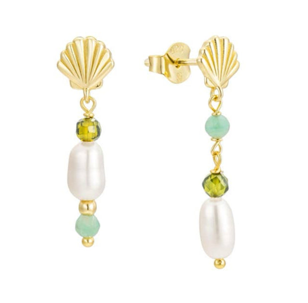 Wind & Sea Earrings: Matcha Green / Gold