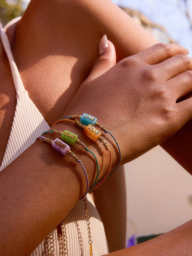 Sunkiss 18K Gold Non-Tarnish Love Braided Bracelet: Orange