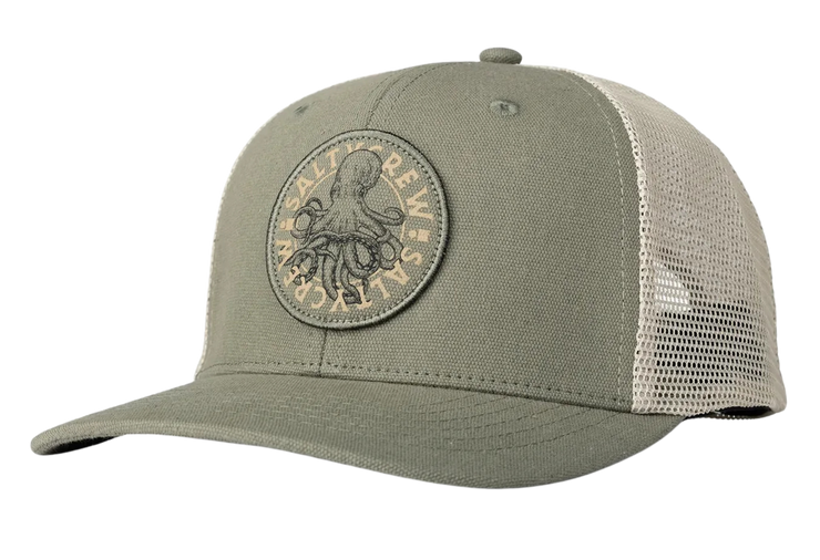 Tentacles Retro Trucker Hat - Faded Olive
