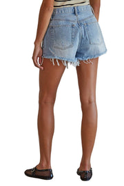 Denim Distressed Detail Shorts - Medium Denim