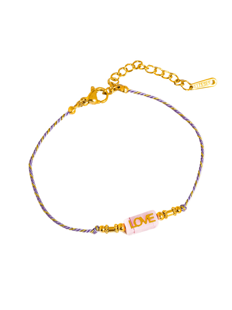 Sunkiss 18K Gold Non-Tarnish Love Braided Bracelet: Purple