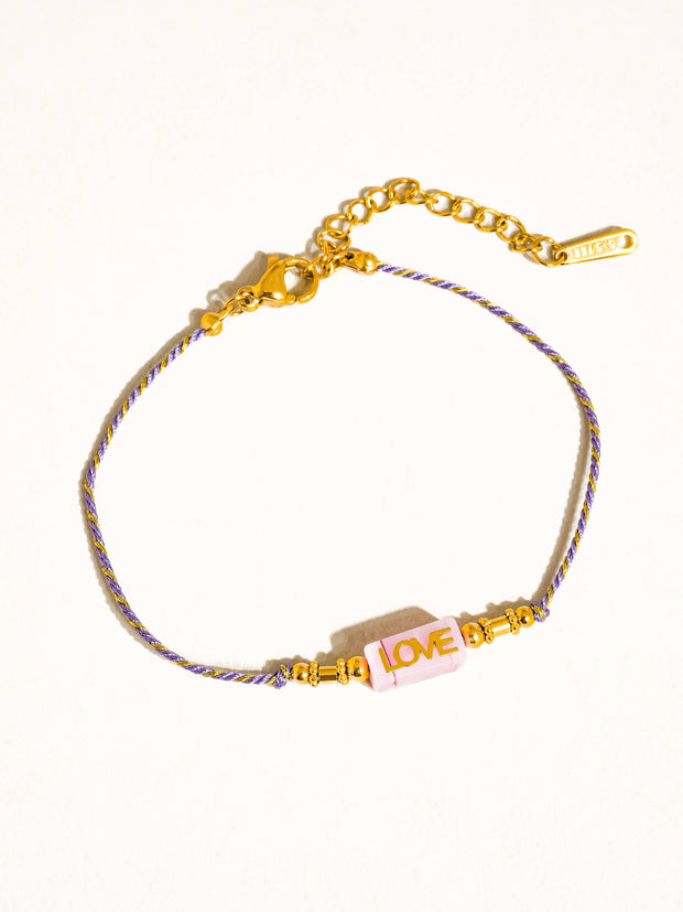 Sunkiss 18K Gold Non-Tarnish Love Braided Bracelet: Orange