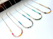 Thin Beaded Necklace - Color Mix Collection: Sea green / Gold Filled