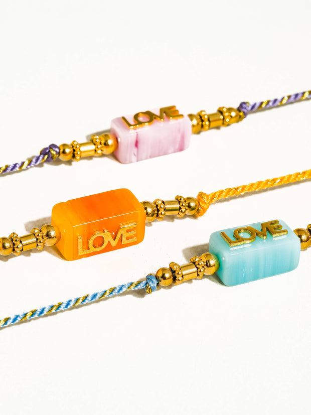 Sunkiss 18K Gold Non-Tarnish Love Braided Bracelet: Orange