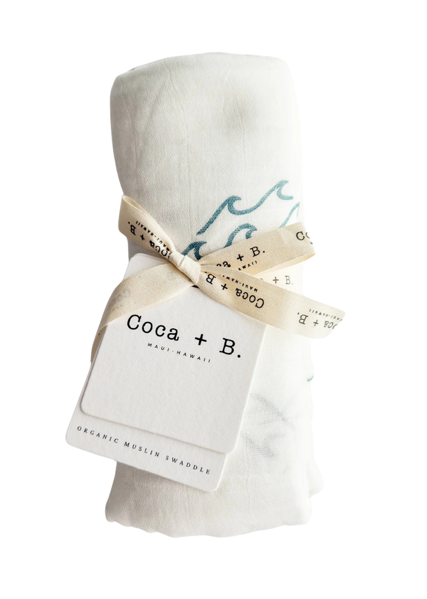 Surfer Wave Organic Bamboo Swaddle + Beach Nursery Decor