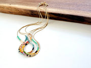 Thin Beaded Necklace - Color Mix Collection: Tan / Gold Filled