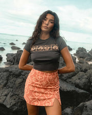 Wave Washed Printed Skirt - Dark Coral