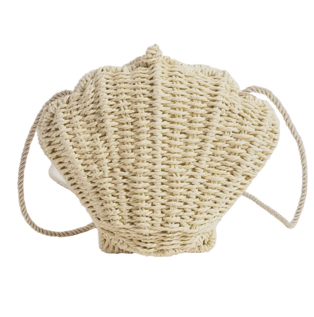 Straw Braided Seashell Bag