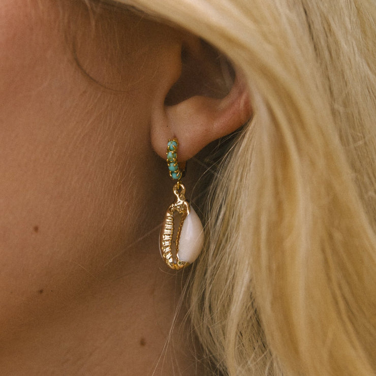 Turquoise Puke Shell Hoops