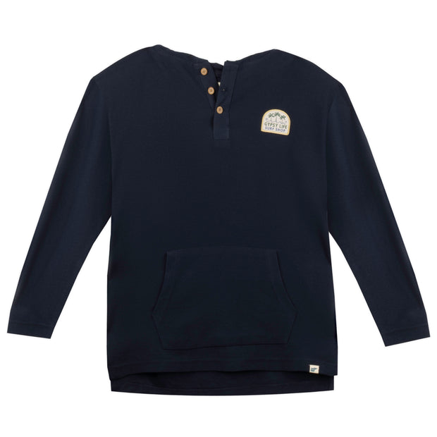 Gypsy Life Bum Rap Palms Henley Hood - Navy