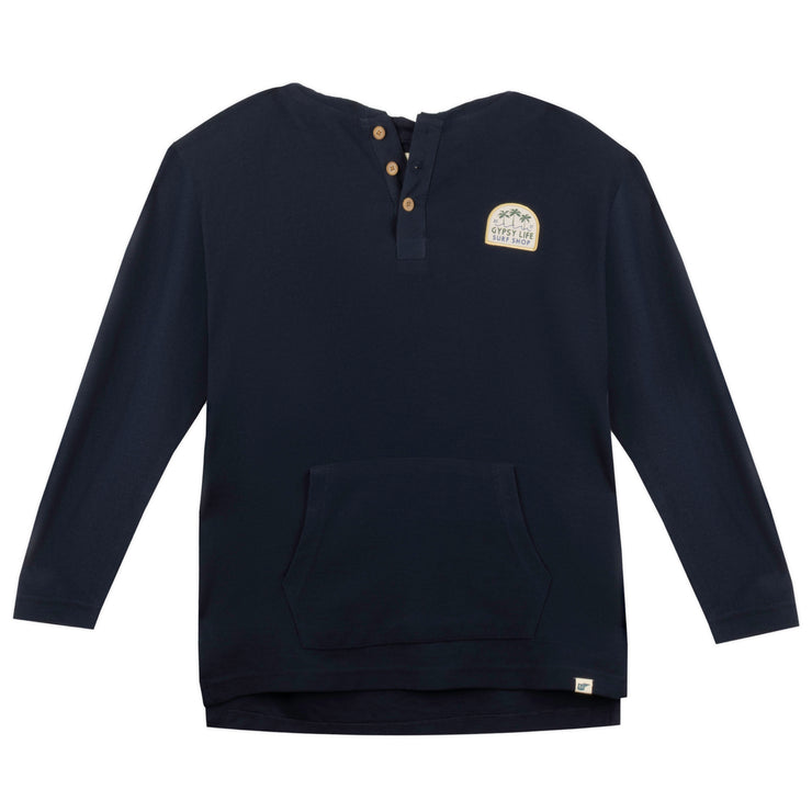 Gypsy Life Bum Rap Palms Henley Hood - Navy