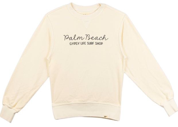 Gypsy Life Women's Dyed Corded Crew - Ivory
