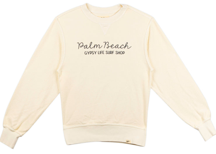 Gypsy Life Women's Dyed Corded Crew - Ivory