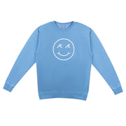 Gypsy Life Surf Shop - Smiley Face Pigment Dyed Crew Neck Sweatshirt - Pigment Blue