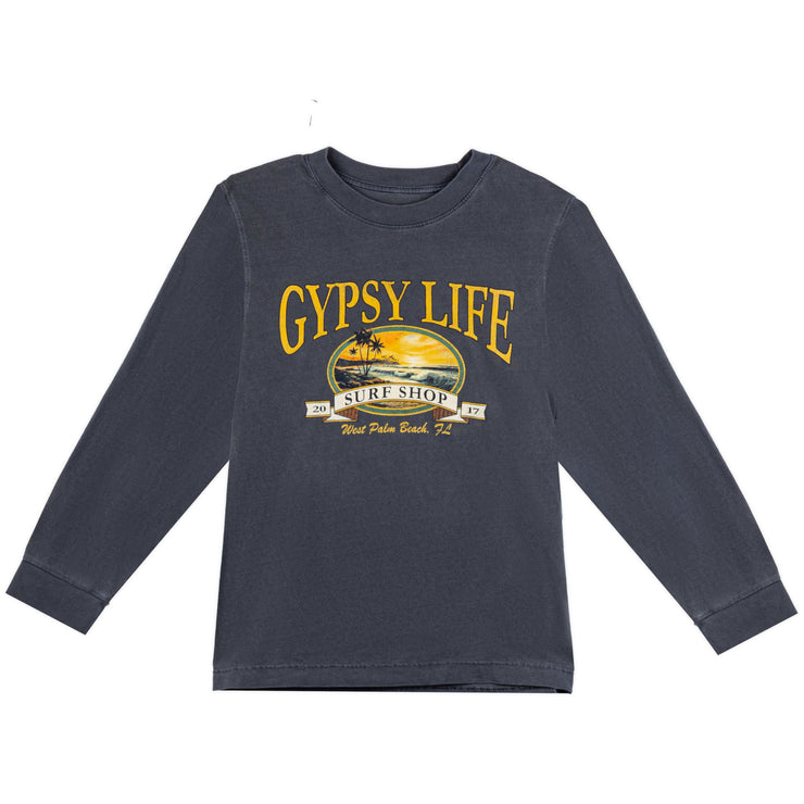 Gyspy Life Hook Up Beach/Palms Tee - Indigo