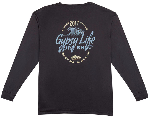 Gypsy Life Mediary Waves/Palms LS Tee - Coal