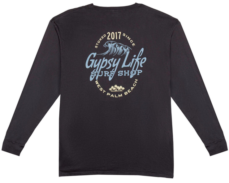 Gypsy Life Mediary Waves/Palms LS Tee - Coal