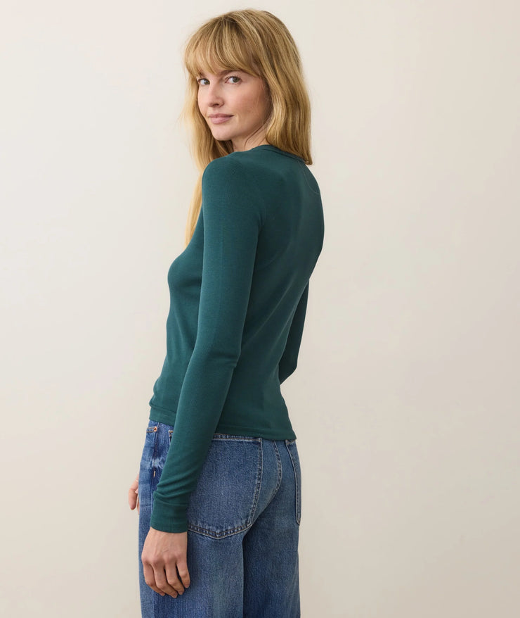 Lexi Rib Sun-In Longsleeve Crew Tee - Emerald