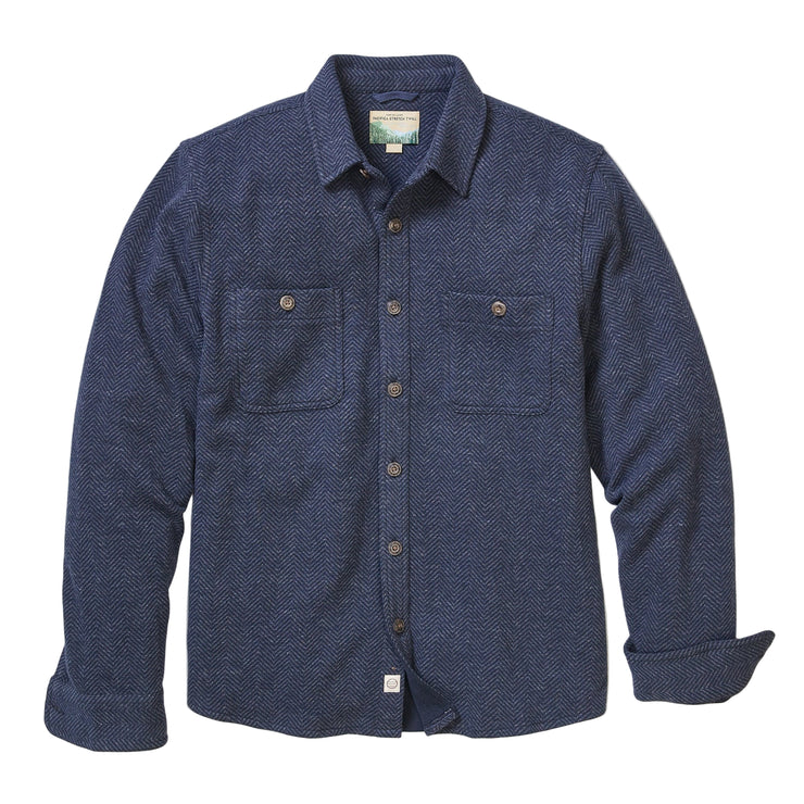 Pacifica Stretch Twill Over shirt - Navy Herringbone