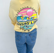 Gypsy Life Through Time Waves/Palms LS Tee - Butter