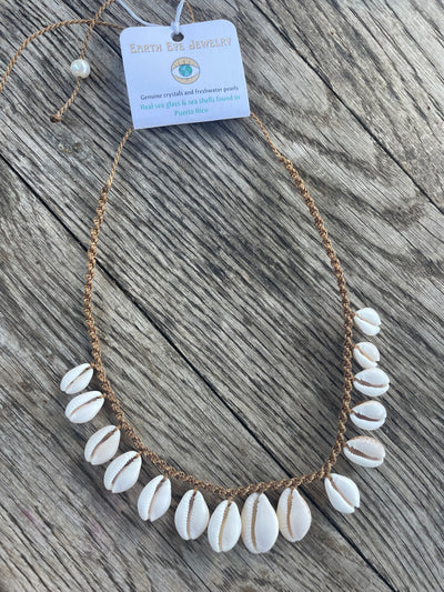 Chunky Cowrie Woven Necklace