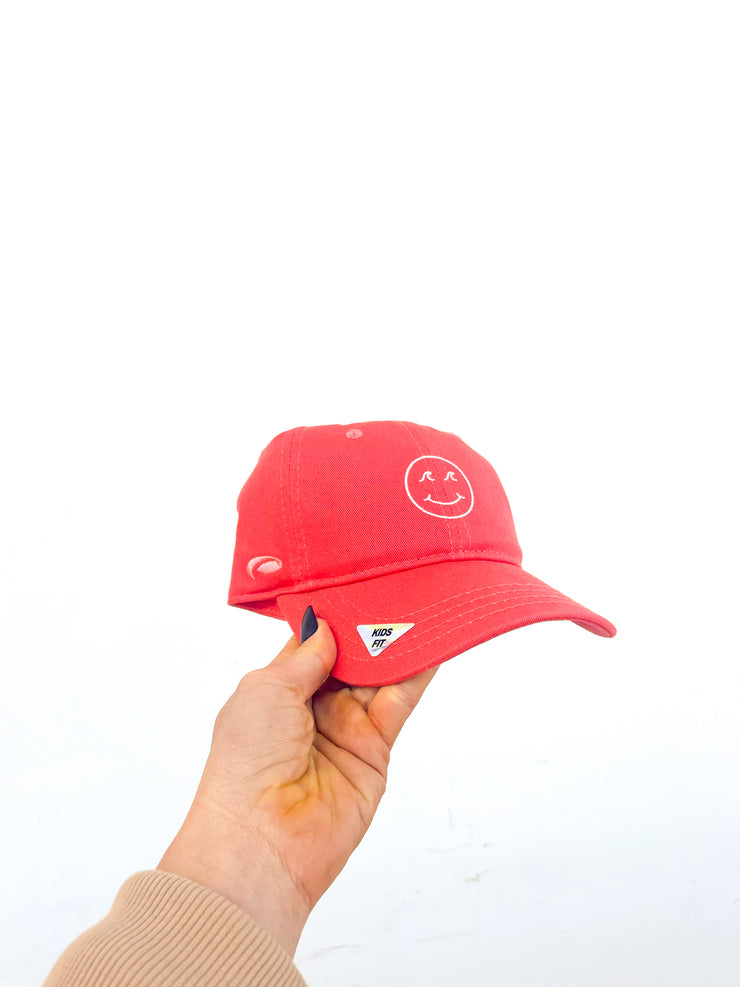 Kids Smiley Dad Hat - Red