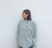 Gypsy Life Surf Shop - Smiley Face Pigment Dyed Crew Neck Sweatshirt - Sage
