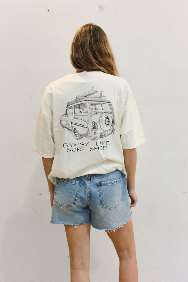 Gypsy Life Samaritan Woody/Surf V2 Dyed Ringspun Tee - Ivory