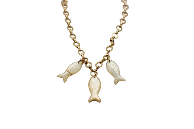Gypsy Life Three Pearl Fish Charm Necklace