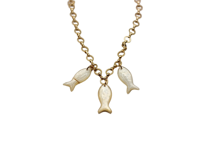 Gypsy Life Three Pearl Fish Charm Necklace