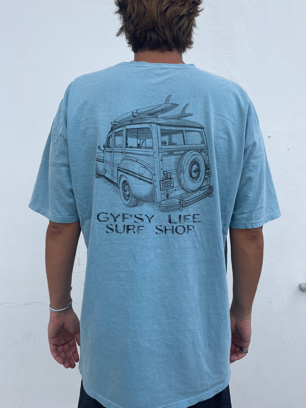 Gypsy Life Samaritan Woody/Surf V2 Dyed Ringspun Tee - Denim