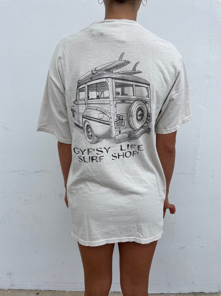 Gypsy Life Samaritan Woody/Surf V2 Dyed Ringspun Tee - Cappucino