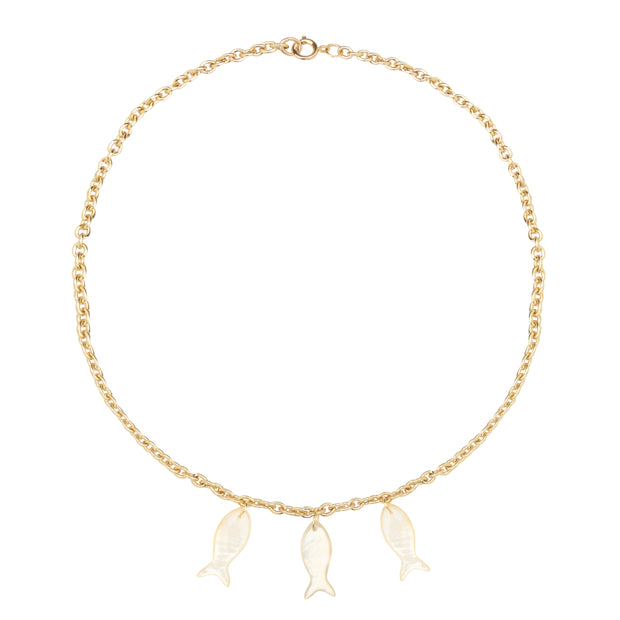 Gypsy Life Three Pearl Fish Charm Necklace