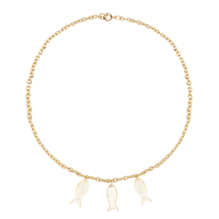 Gypsy Life Three Pearl Fish Charm Necklace