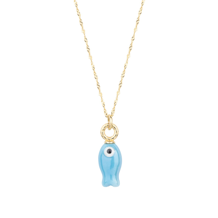 Gypsy Life Ceramic Fish Charm Necklace - Assorted