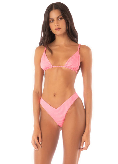 Taffy Pink Upbraid Sliding Triangle Bikini Top - Pink