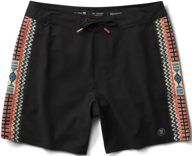 Passage Side Panel Boardshorts 16"- Black