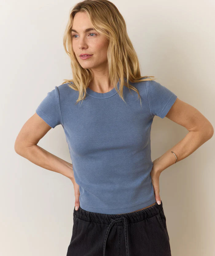 Lexi Rib Sun-In Crew Tee - Graphite