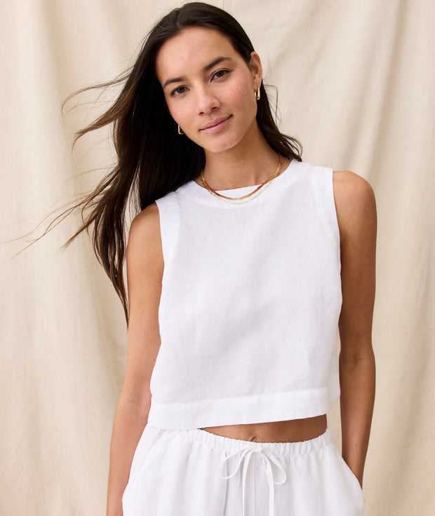 Quinn Linen Tank - White