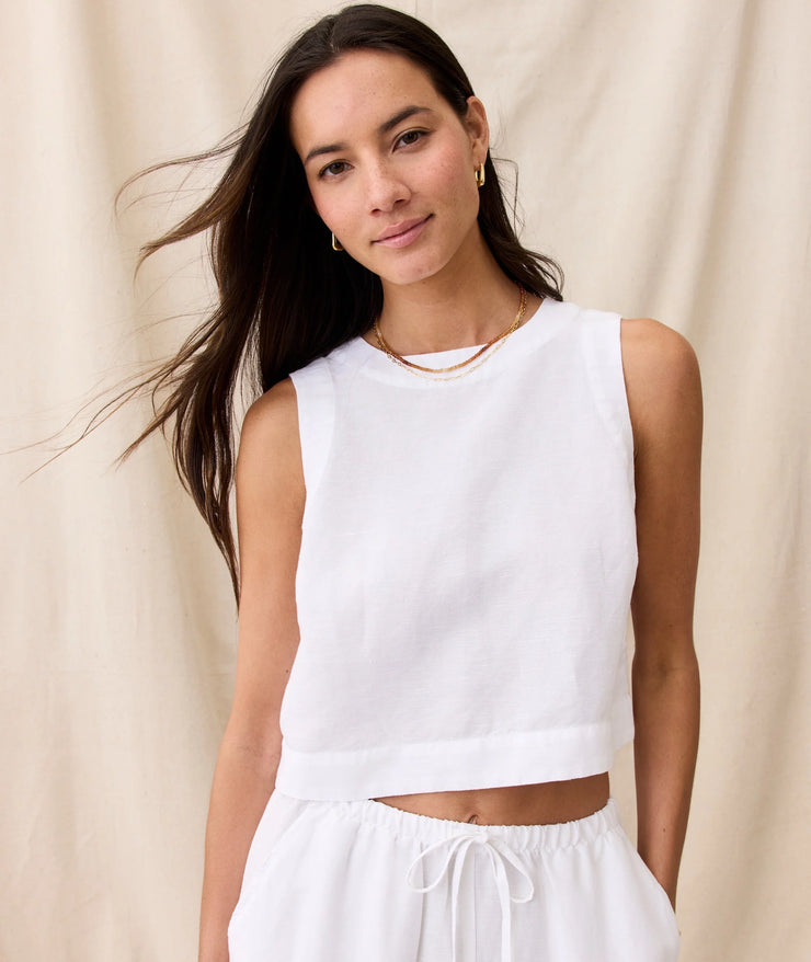 Quinn Linen Tank - White