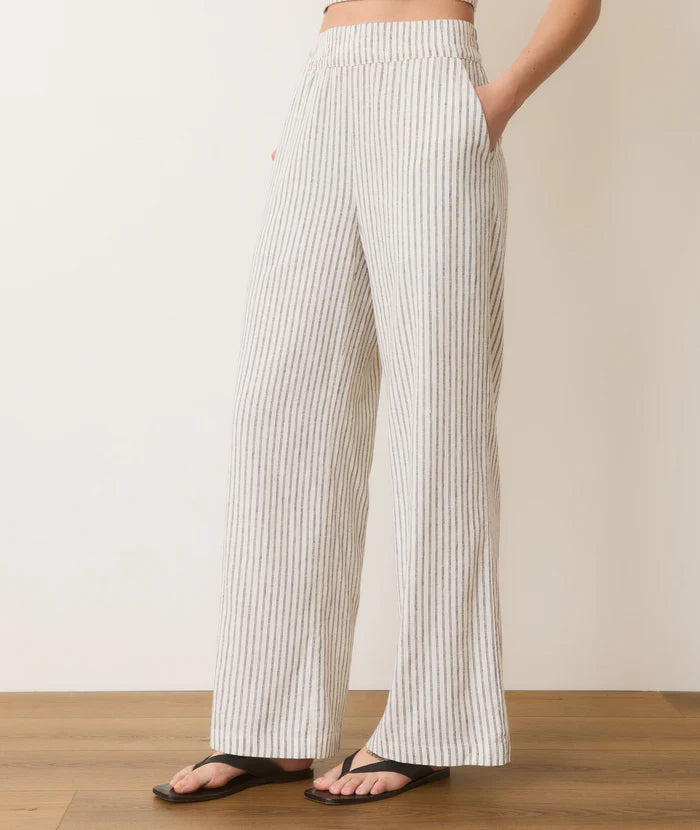 Allison Hemp Trouser - Cream/Navy Stripe