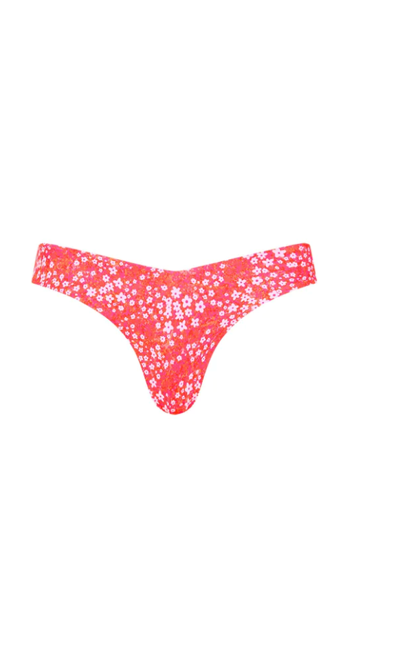 Cheeky V Bikini Bottom - Coral Crush