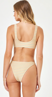 Shimmer Stripe Madonna Bikini Bottom - Riviera Beach Stripe