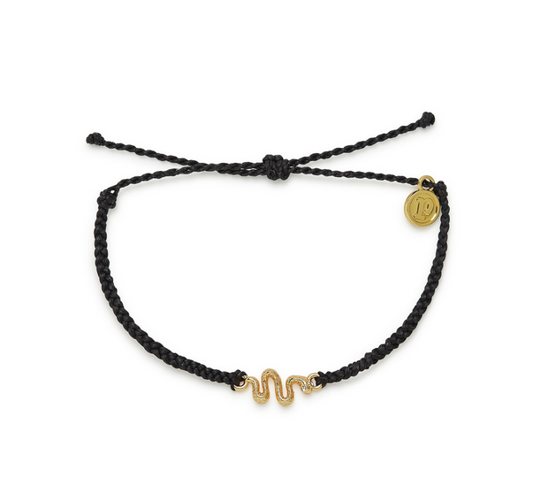 Snake Gold Charm Bracelet - Black