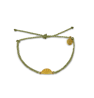 Sunrise Gold Charm Bracelet -Sage Green