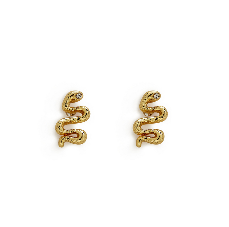 Snake Stud Earrings - Gold