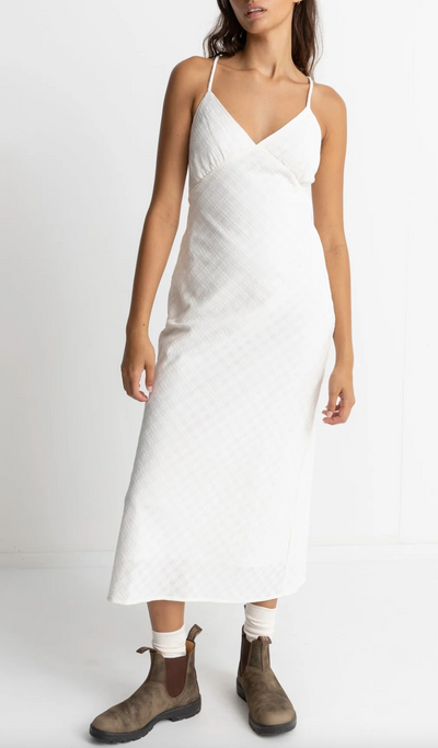 Briannah Bias Cut Midi Dress - White