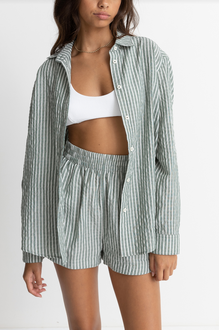 Stevie Striped Beach Shirt - Green