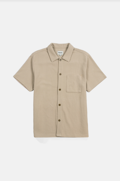 Waffle Knit Short Sleeve Shirt -  Sand