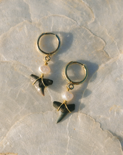 Pearl Shark Tooth Baby Hoops